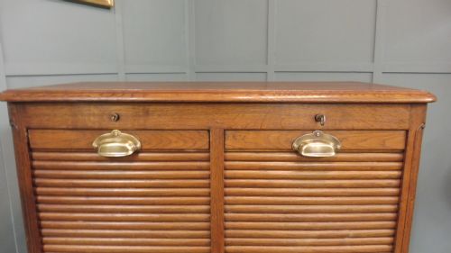 FRENCH OAK DOUBLE TAMBOUR OFFICE CABINET - ADDITIONAL PHOTO 5