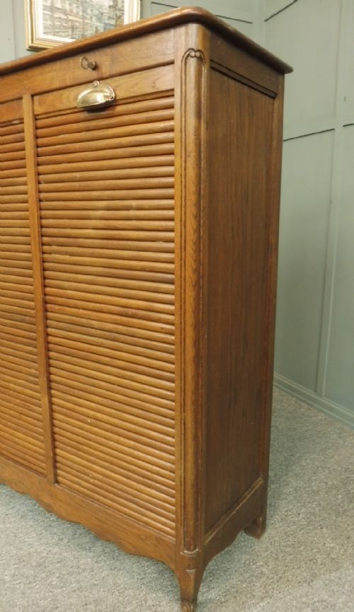 FRENCH OAK DOUBLE TAMBOUR OFFICE CABINET - ADDITIONAL PHOTO 7