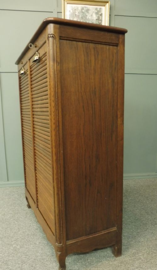 FRENCH OAK DOUBLE TAMBOUR OFFICE CABINET - ADDITIONAL PHOTO 8