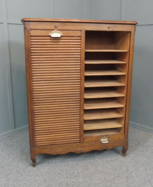 FRENCH OAK DOUBLE TAMBOUR OFFICE CABINET - ADDITIONAL PHOTO 10