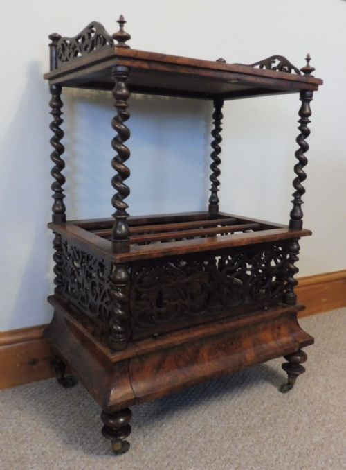 VICTORIAN BURR WALNUT CANTERBURY WHATNOT - ADDITIONAL PHOTO 1