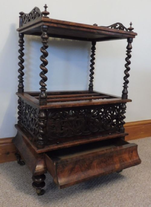 VICTORIAN BURR WALNUT CANTERBURY WHATNOT - ADDITIONAL PHOTO 2