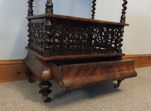 VICTORIAN BURR WALNUT CANTERBURY WHATNOT - ADDITIONAL PHOTO 3