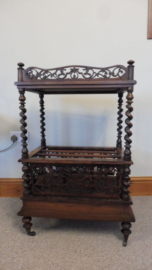 VICTORIAN BURR WALNUT CANTERBURY WHATNOT - ADDITIONAL PHOTO 5