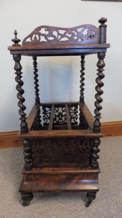 VICTORIAN BURR WALNUT CANTERBURY WHATNOT - ADDITIONAL PHOTO 6