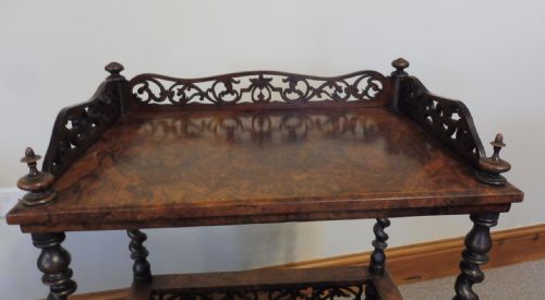 VICTORIAN BURR WALNUT CANTERBURY WHATNOT - ADDITIONAL PHOTO 9