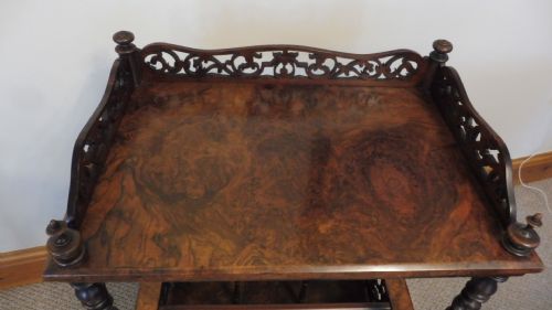 VICTORIAN BURR WALNUT CANTERBURY WHATNOT - ADDITIONAL PHOTO 10