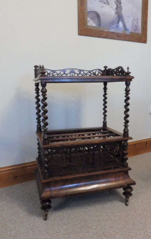 VICTORIAN BURR WALNUT CANTERBURY WHATNOT - ADDITIONAL PHOTO 11