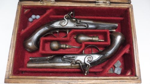 pair of french flintlock pistols - CATEGORY: ANTIQUE MISCELLANEOUS - DATED 18TH CENTURY