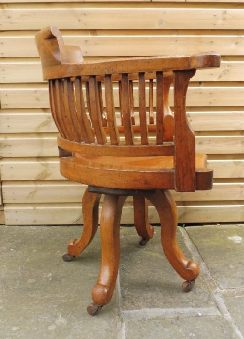 GOLDEN OAK SWIVEL OFFICE CHAIR - ADDITIONAL PHOTO 5