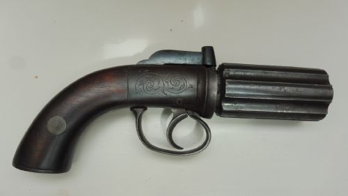 19TH CENTURY PEPPERPOT 6 SHOT PISTOL - ADDITIONAL PHOTO 5
