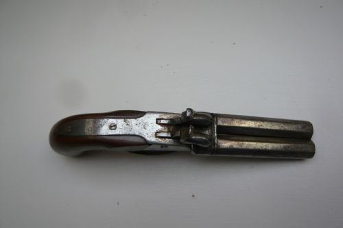 19TH CENTURY DOUBLE BARREL PERCUSSION PISTOL - ADDITIONAL PHOTO 7