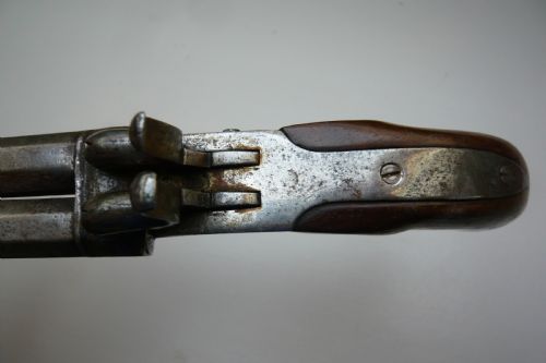 19TH CENTURY DOUBLE BARREL PERCUSSION PISTOL - ADDITIONAL PHOTO 11