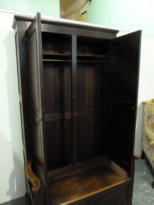 RARE OAK BACON SETTLE HALL SEAT - ADDITIONAL PHOTO 12