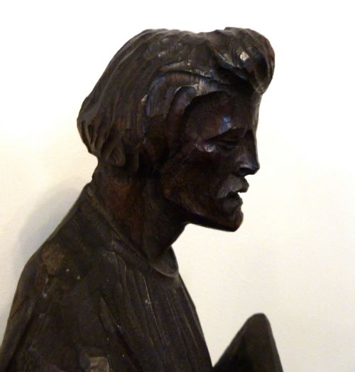 19TH CENTURY CARVED OAK FIGURE - ADDITIONAL PHOTO 3