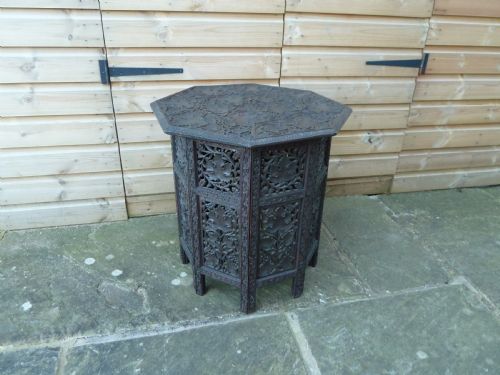 PROFUSELY CARVED INDIAN OCCASIONAL TABLE - ADDITIONAL PHOTO 5
