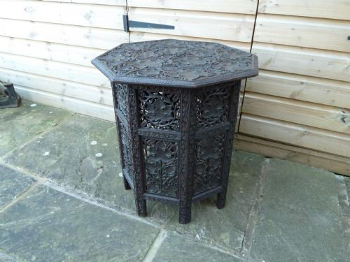 PROFUSELY CARVED INDIAN OCCASIONAL TABLE - ADDITIONAL PHOTO 6