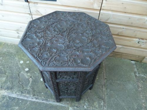PROFUSELY CARVED INDIAN OCCASIONAL TABLE - ADDITIONAL PHOTO 7