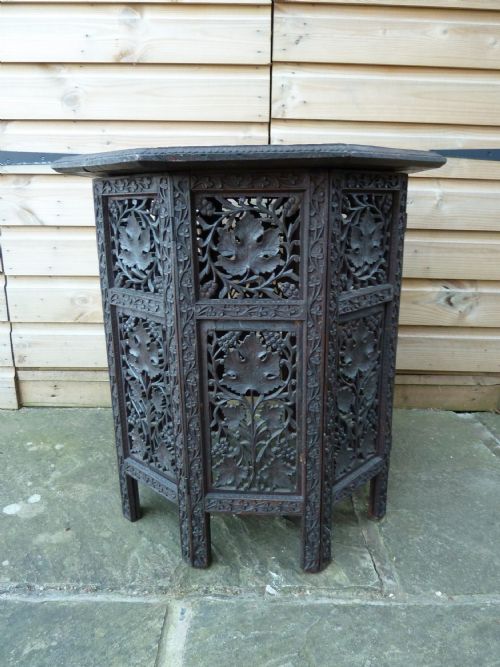 profusely carved indian occasional table - CATEGORY: ANTIQUE TABLES - DATED 1900