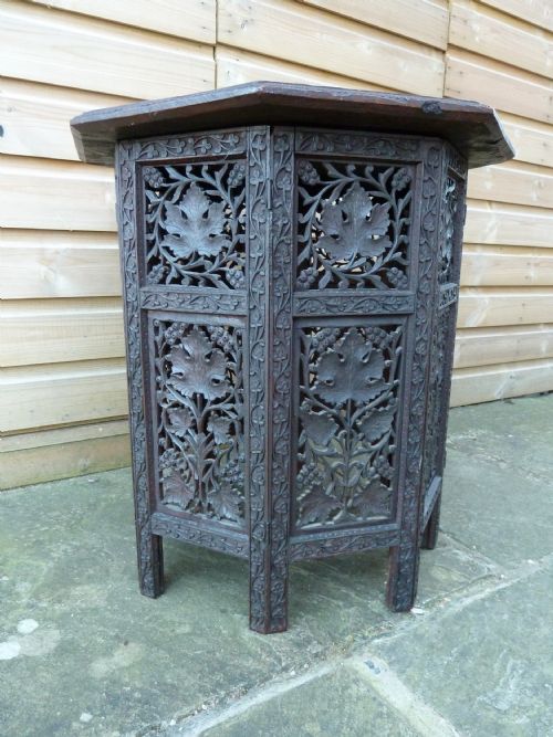 PROFUSELY CARVED INDIAN OCCASIONAL TABLE - ADDITIONAL PHOTO 3