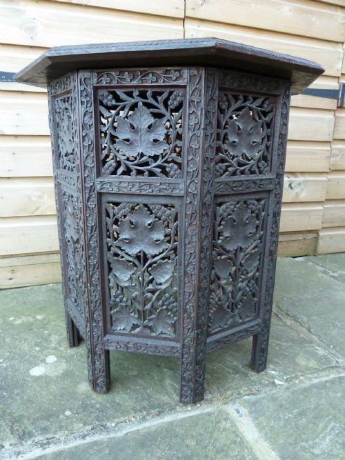 PROFUSELY CARVED INDIAN OCCASIONAL TABLE - ADDITIONAL PHOTO 4