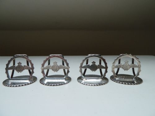 SET OF 4 SILVER RAF MENU OR NAME HOLDERS ASPREY LONDON - ADDITIONAL PHOTO 1