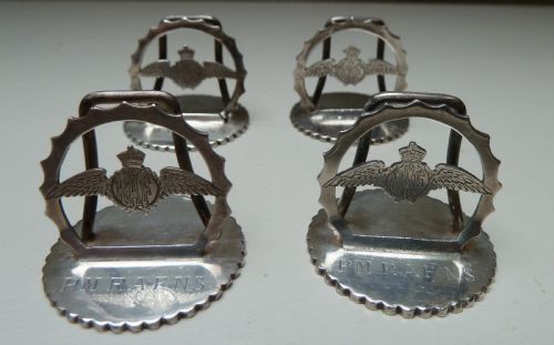 SET OF 4 SILVER RAF MENU OR NAME HOLDERS ASPREY LONDON - ADDITIONAL PHOTO 2