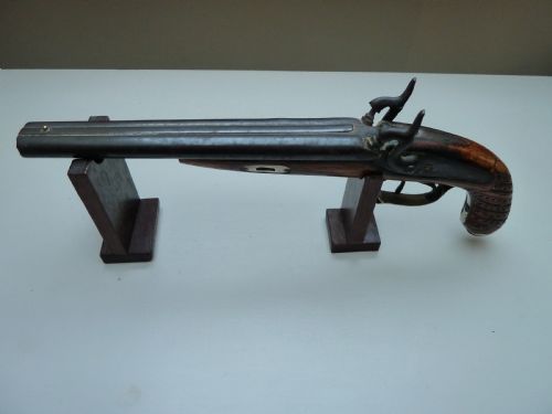 SILVER MOUNTED DOUBLE BARRELLED PERCUSSION PISTOL - ADDITIONAL PHOTO 1