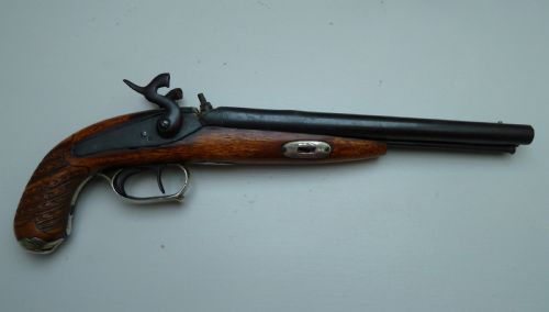 SILVER MOUNTED DOUBLE BARRELLED PERCUSSION PISTOL - ADDITIONAL PHOTO 5