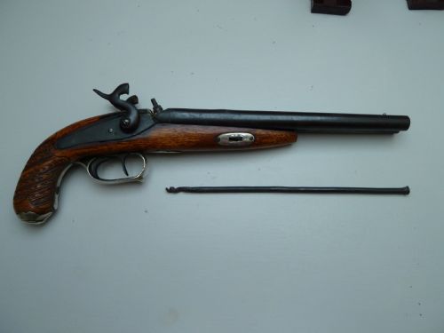 SILVER MOUNTED DOUBLE BARRELLED PERCUSSION PISTOL - ADDITIONAL PHOTO 6