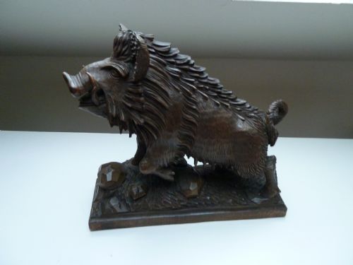 BLACK FOREST CARVED MODEL OF A BOAR - ADDITIONAL PHOTO 1