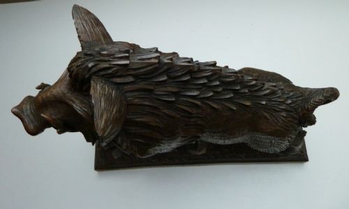 BLACK FOREST CARVED MODEL OF A BOAR - ADDITIONAL PHOTO 2