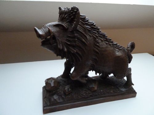 BLACK FOREST CARVED MODEL OF A BOAR - ADDITIONAL PHOTO 6