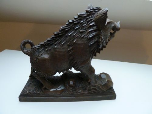 BLACK FOREST CARVED MODEL OF A BOAR - ADDITIONAL PHOTO 7