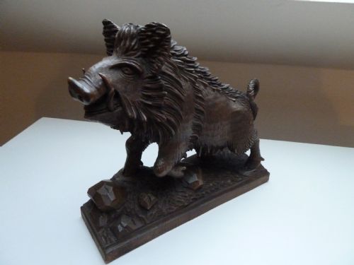 BLACK FOREST CARVED MODEL OF A BOAR - ADDITIONAL PHOTO 9