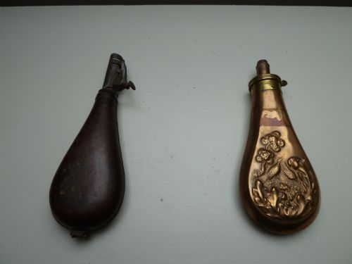 2 19TH CENTURY SHOT OR POWDER FLASKS - ADDITIONAL PHOTO 1