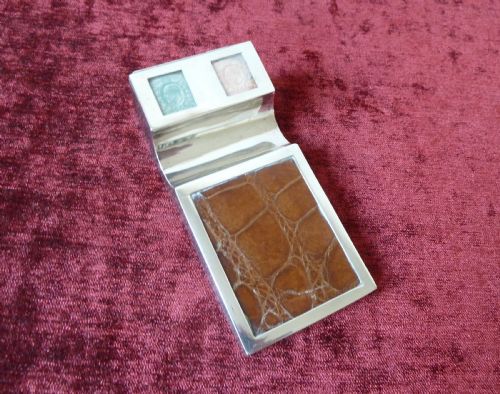 silver stamp box and pen holder - CATEGORY: ANTIQUE SILVER - DATED 1920