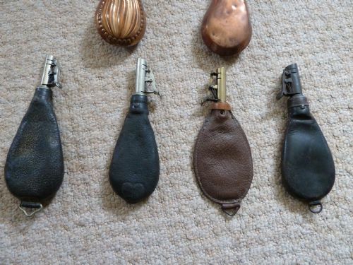 6 19TH CENTURY SHOT OR POWDER FLASKS - ADDITIONAL PHOTO 5