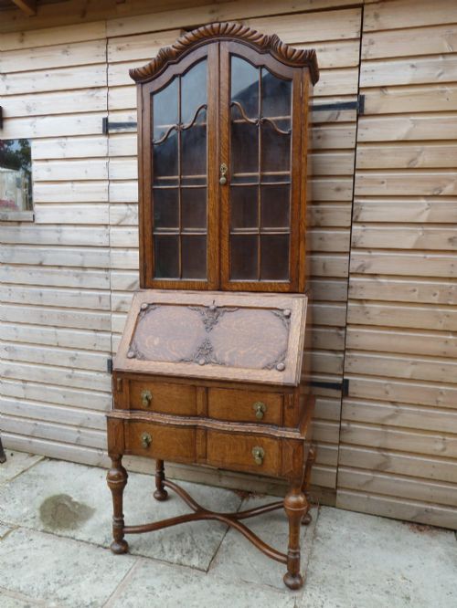 Good Quality Oak Bureau Bookcase