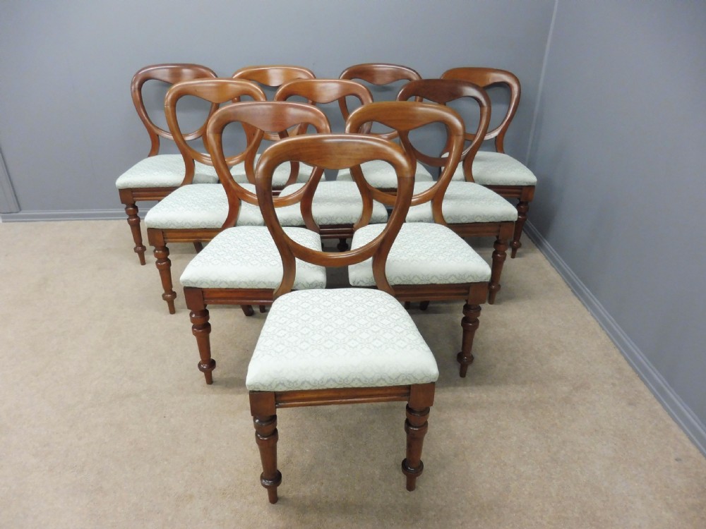 SUPERB SET OF 10 ORIGINAL VICTORIAN MAHOGANY BALLOON BACK DINING CHAIRS CIRCA 1860