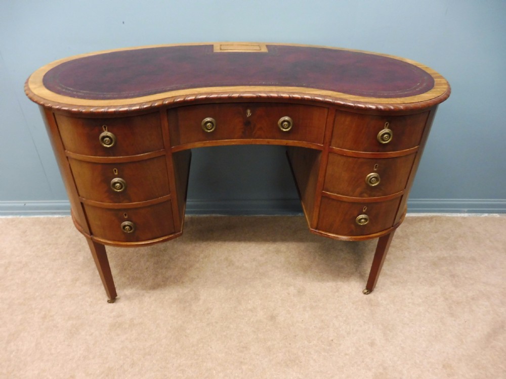 EDWARDIAN MAHOGANY LEATHER TOPPED LADIES WRITING DESK CIRCA 1900