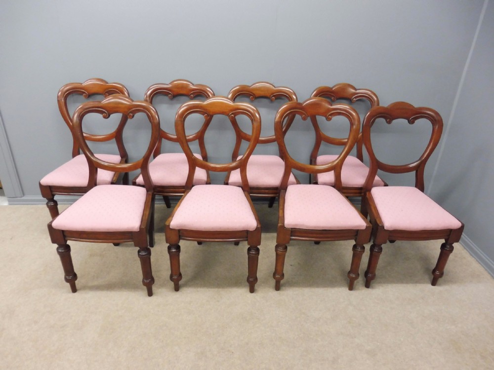 SET OF EIGHT VICTORIAN MAHOGANY BALLOON BACK DINING CHAIRS CIRCA 1860