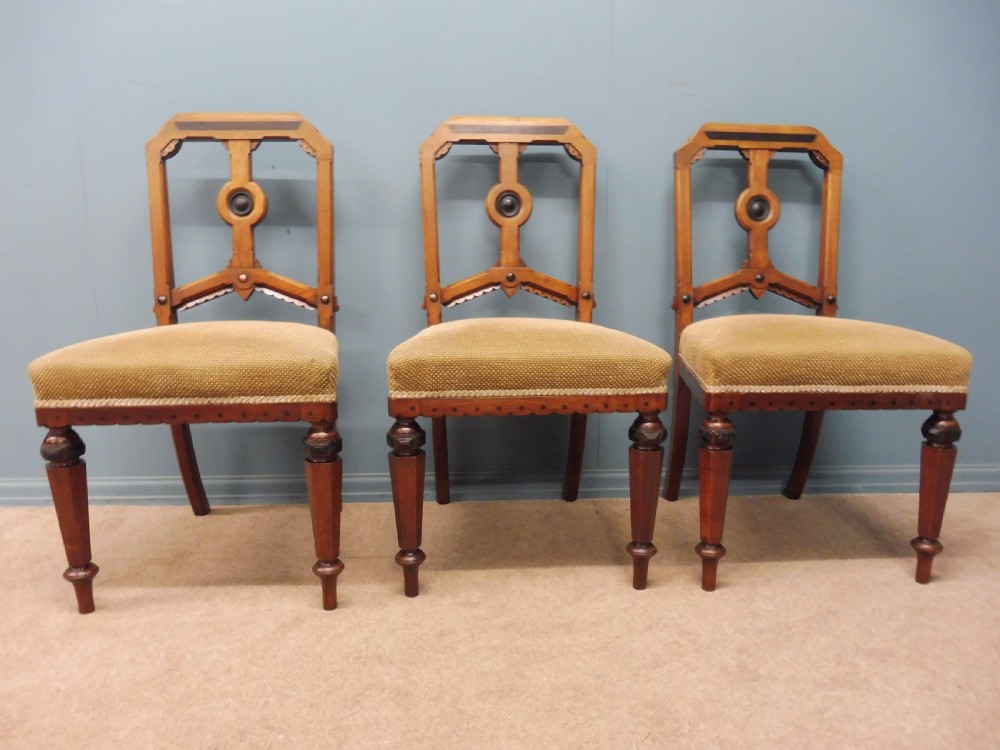 RARE SET OF TEN WALNUT DINING CHAIRS ARTS & CRAFTS MOVEMENT CIRCA 1890 View III
