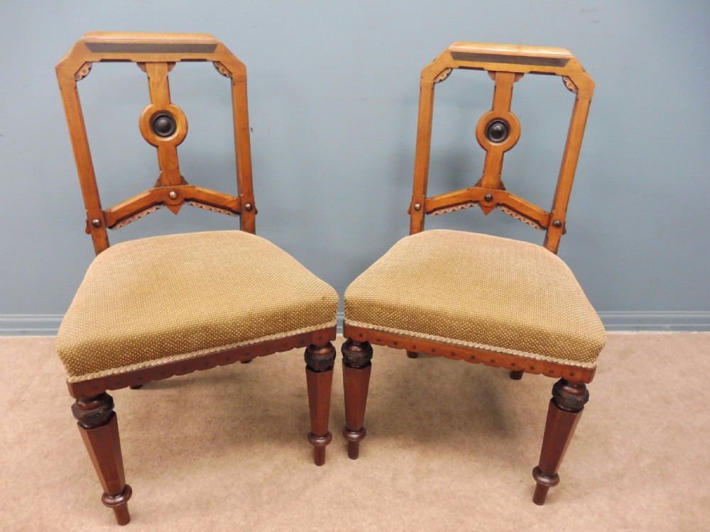RARE SET OF TEN WALNUT DINING CHAIRS ARTS & CRAFTS MOVEMENT CIRCA 1890 View VII