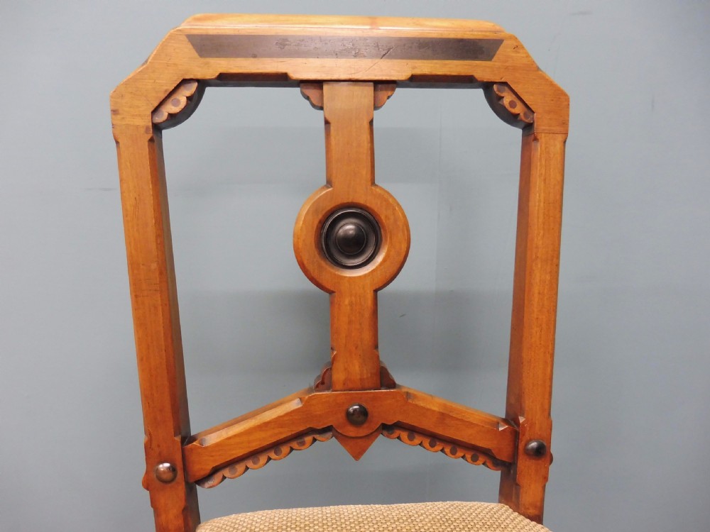 RARE SET OF TEN WALNUT DINING CHAIRS ARTS & CRAFTS MOVEMENT CIRCA 1890 View IX