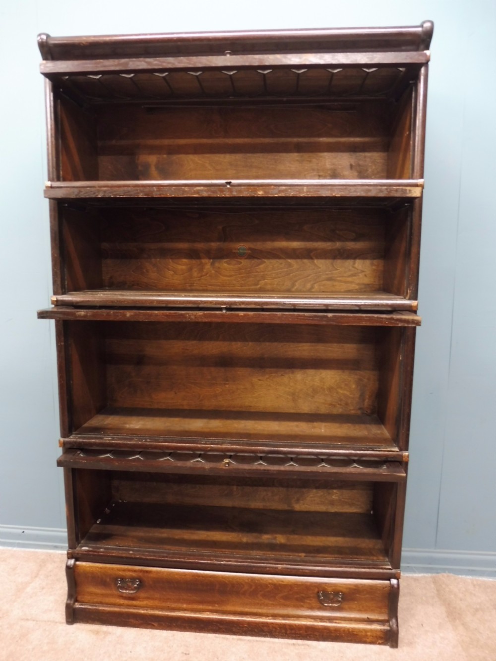 GLOBE WERNICKE OAK LEADED LIBRARY LAWYERS BOOKCASE CIRCA 1900-1920 View V