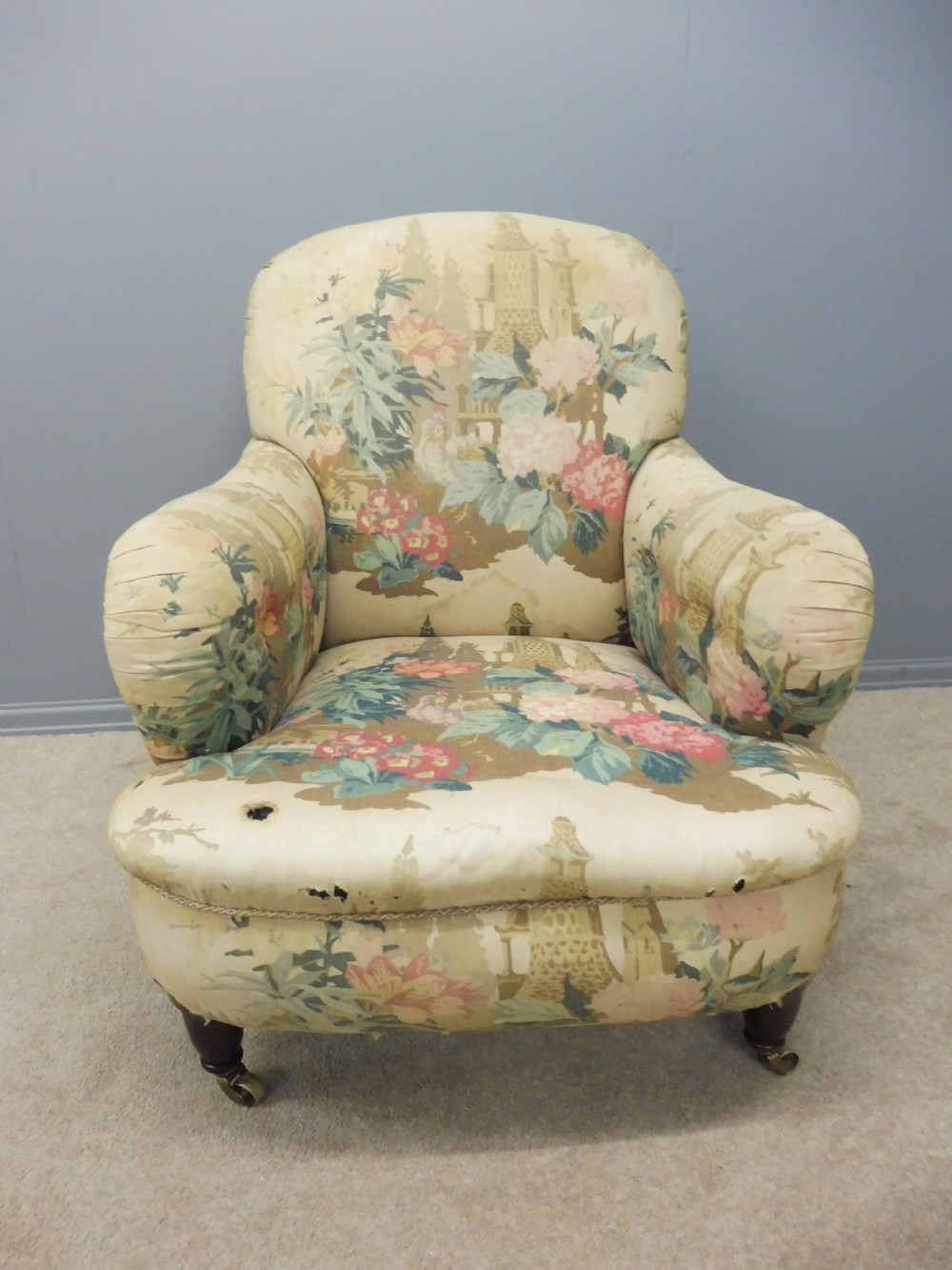 ORIGINAL VICTORIAN DEEP SEATED HOWARD STYLE ARMCHAIR CIRCA 1880 View II