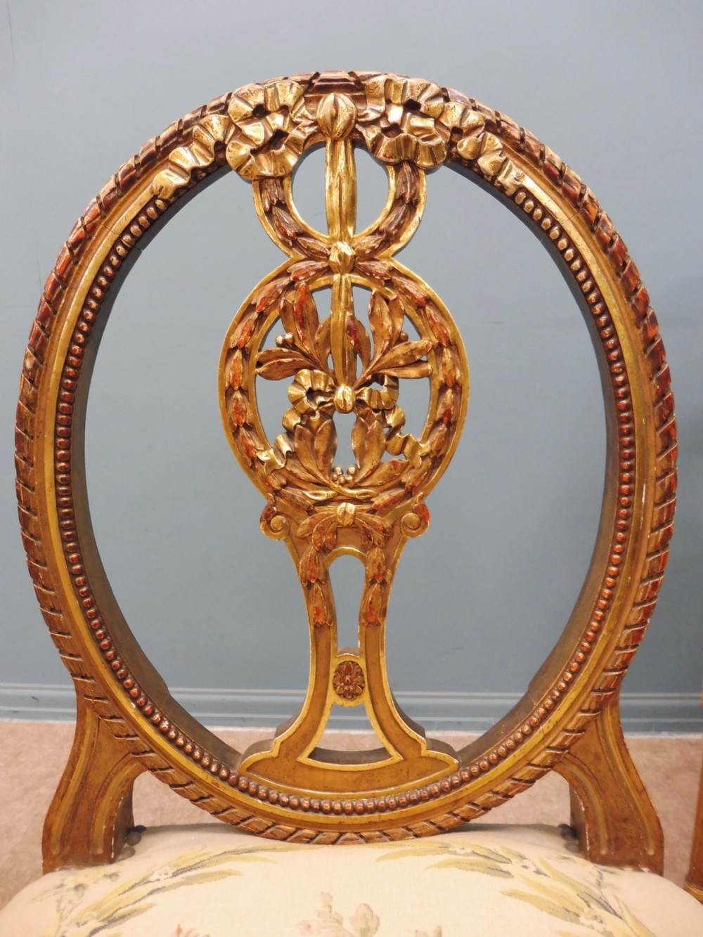 SUPERB PAIR OF ORIGINAL FRENCH GILT 19th CENTURY HALL CHAIRS  View III