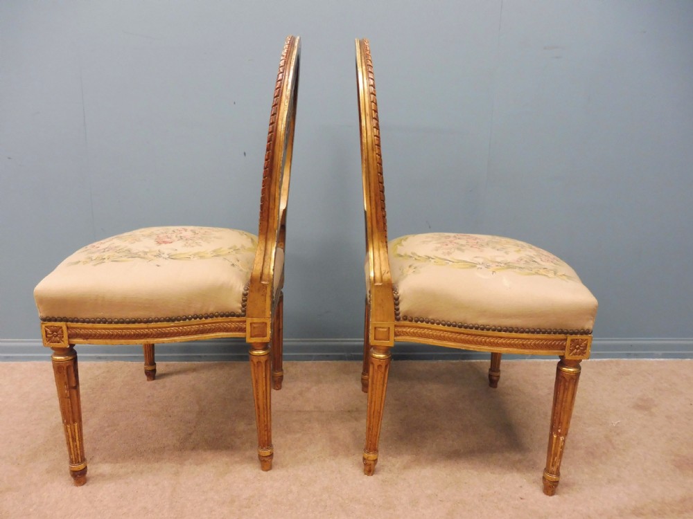 SUPERB PAIR OF ORIGINAL FRENCH GILT 19th CENTURY HALL CHAIRS  View V