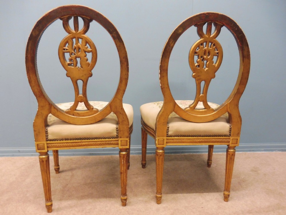 SUPERB PAIR OF ORIGINAL FRENCH GILT 19th CENTURY HALL CHAIRS  View VI